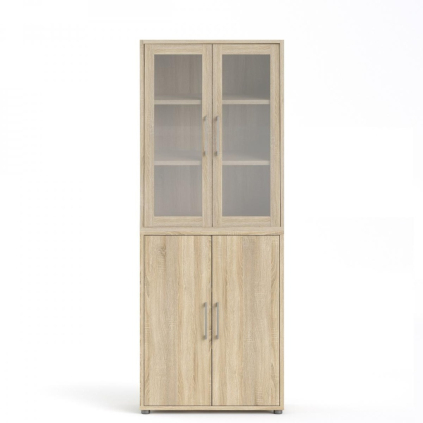 Skříň Modulo 89 x 40 x 221,5 cm, dveře kombi, dub sonoma / čirá