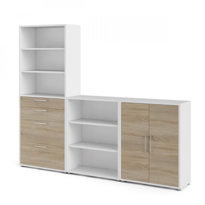 Skříň Modulo 267 x 40 x 221,5 cm, bílá / dub sonoma