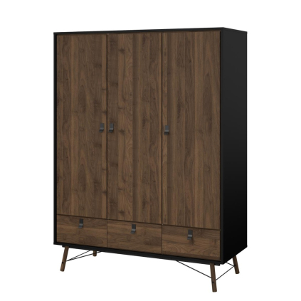 Šatní skříň Rain, černý mat / ořech
