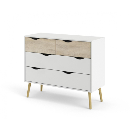 Komoda Retro II, bílá / dub sonoma