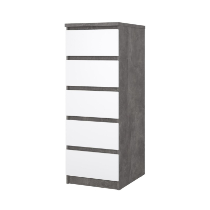 Komoda Simplicity 40 x 50 x 111,5 cm, šedá / bílý lesk
