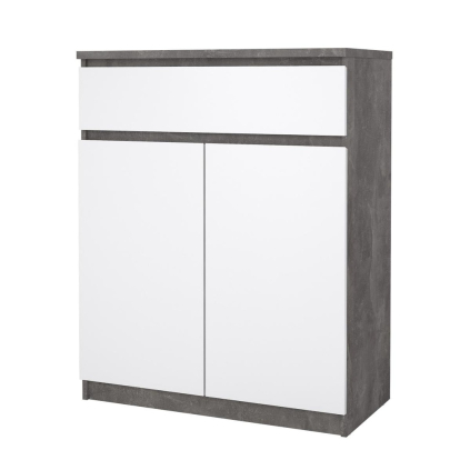Komoda Simplicity 80 x 40 x 100,5 cm, šedá / bílý lesk