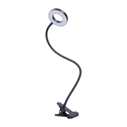 LED stolní lampička WO66 s klipem, černá