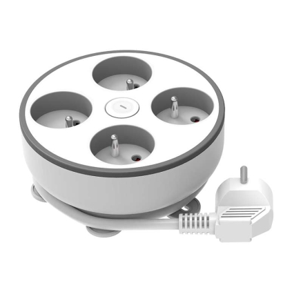 Prodlužovací kabel 4Z - disk, 2m, vypínač, 3x1,0, bílá