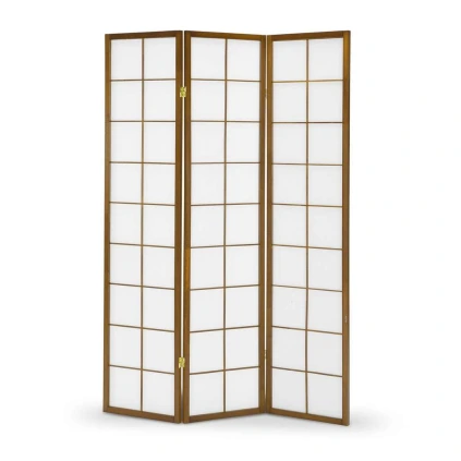 Stojací paraván trojdílný 43-129 cm, ořech / bílá