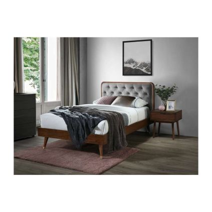 Postel Cassie 120 x 200 cm, šedá / ořech