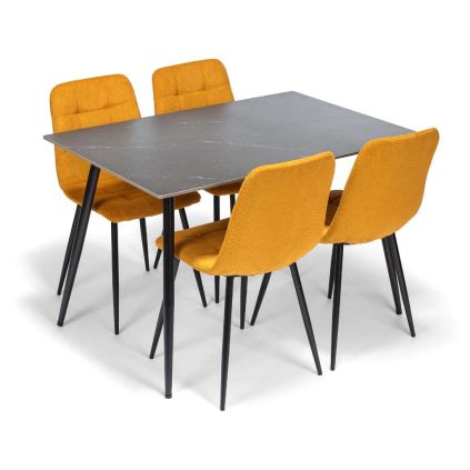Jídelní set Benetutti 4+1, černá / žlutá