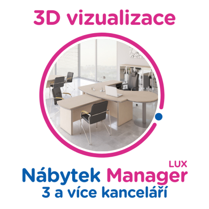 3D vizualizace Manager LUX: 3 a více kanceláří, 12 a více prac. míst