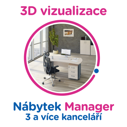 3D vizualizace Manager: 3 a více kanceláří, 12 a více prac. míst