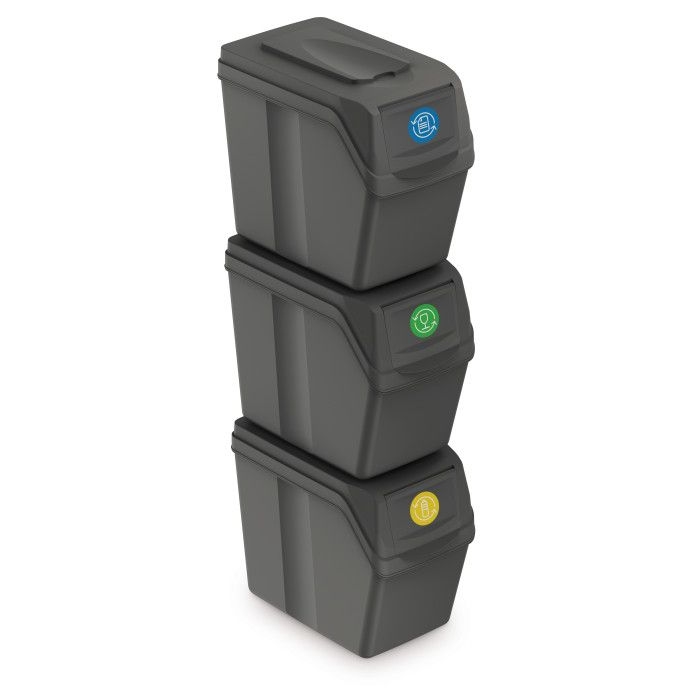 Rauman Set košů na tříděný odpad, 3 x 20 l, šedá