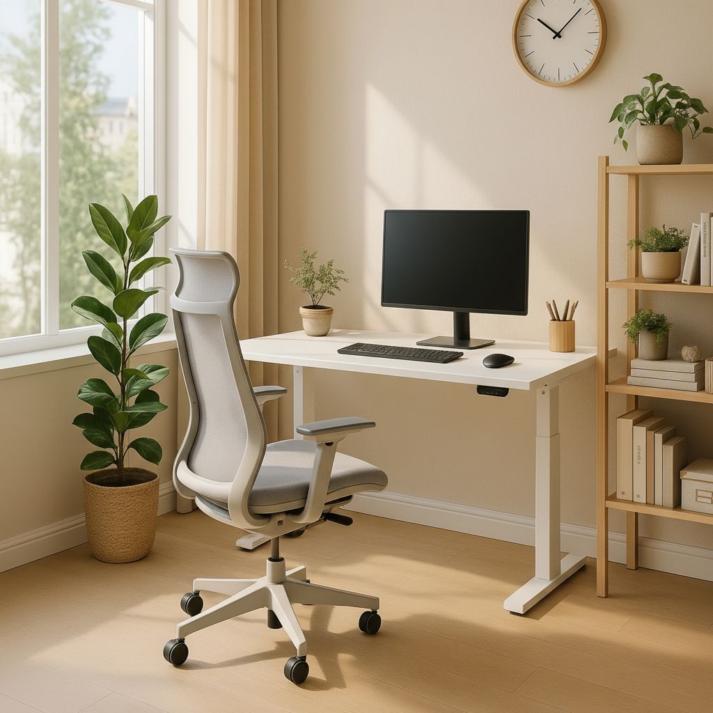 Rauman Výškově nastavitelný stůl OfficeTech A, 120 x 80 cm, bílá podnož, bílá