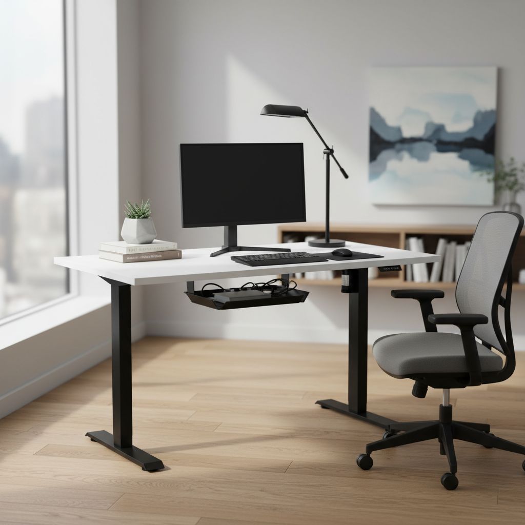Rauman Výškově nastavitelný stůl OfficeTech A, 120 x 80 cm, černá podnož, bílá