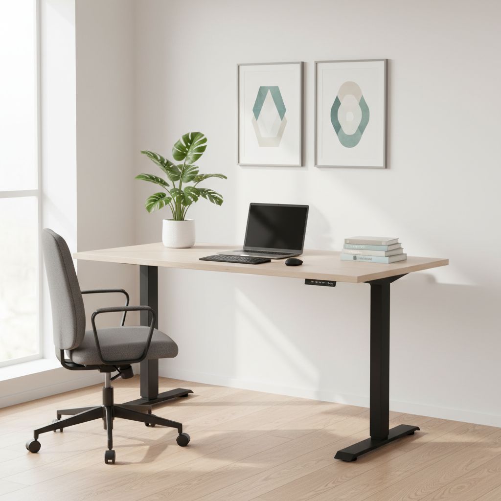 Rauman Výškově nastavitelný stůl OfficeTech A, 120 x 80 cm, černá podnož, dub