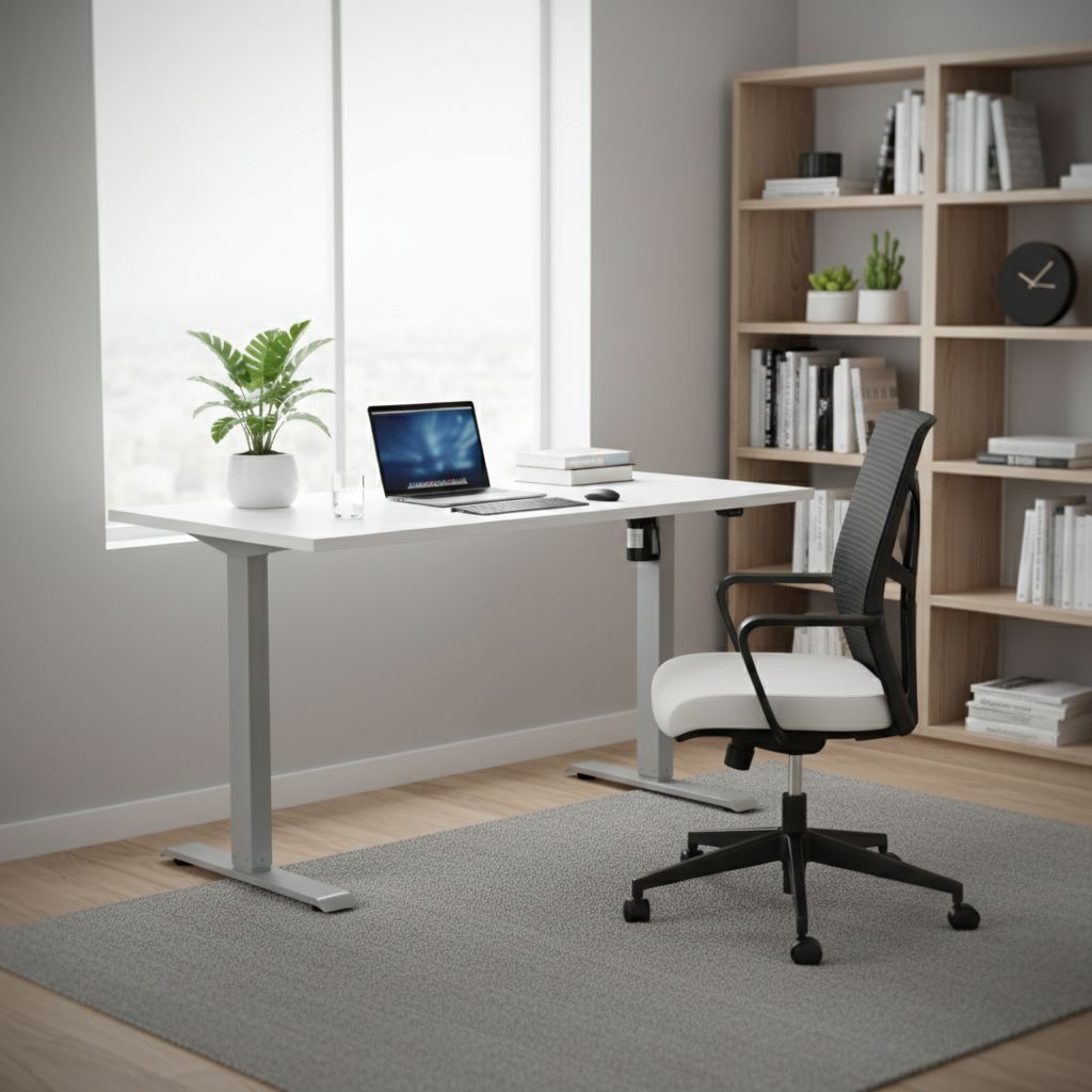 Rauman Výškově nastavitelný stůl OfficeTech A, 120 x 80 cm, šedá podnož, bílá