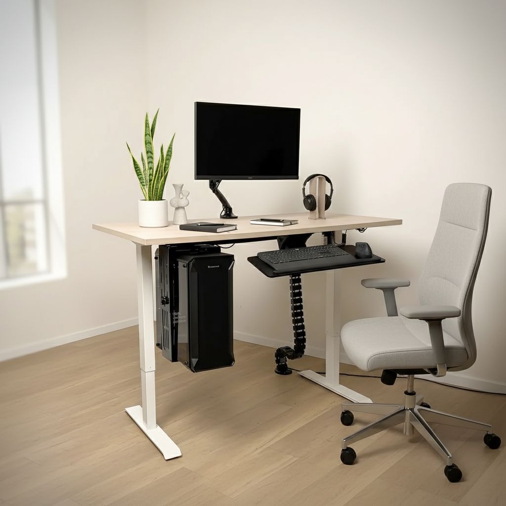 Rauman Výškově nastavitelný stůl OfficeTech A, 120 x 80 cm, šedá podnož, dub
