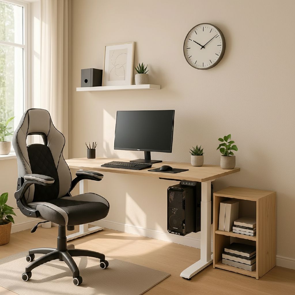 Rauman Výškově nastavitelný stůl OfficeTech A, 140 x 80 cm, bílá podnož, dub