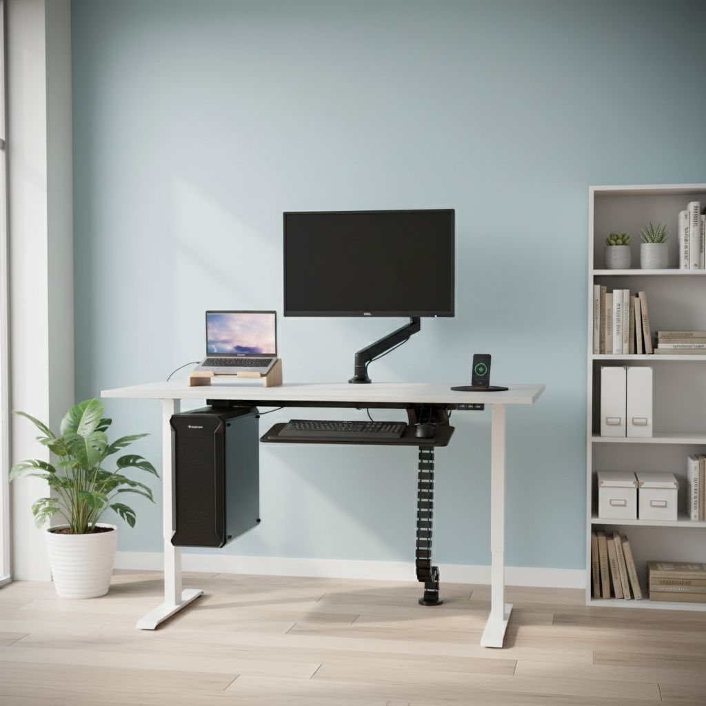 Rauman Výškově nastavitelný stůl OfficeTech A, 160 x 80 cm, bílá podnož, světle šedá