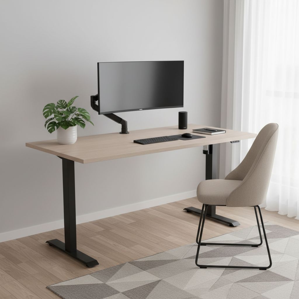 Rauman Výškově nastavitelný stůl OfficeTech A, 160 x 80 cm, černá podnož, dub