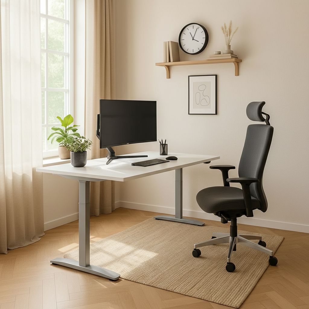 Rauman Výškově nastavitelný stůl OfficeTech A, 160 x 80 cm, šedá podnož, bílá