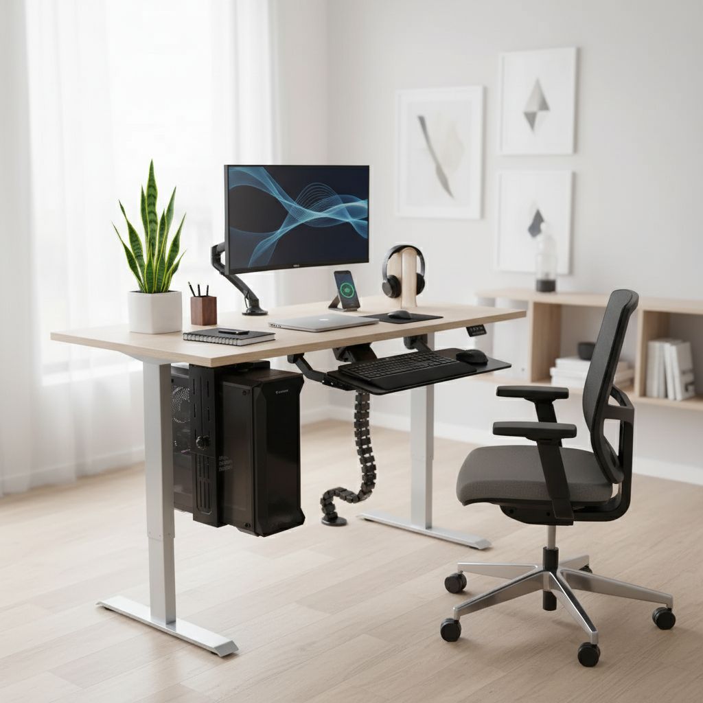 Rauman Výškově nastavitelný stůl OfficeTech A, 160 x 80 cm, šedá podnož, dub