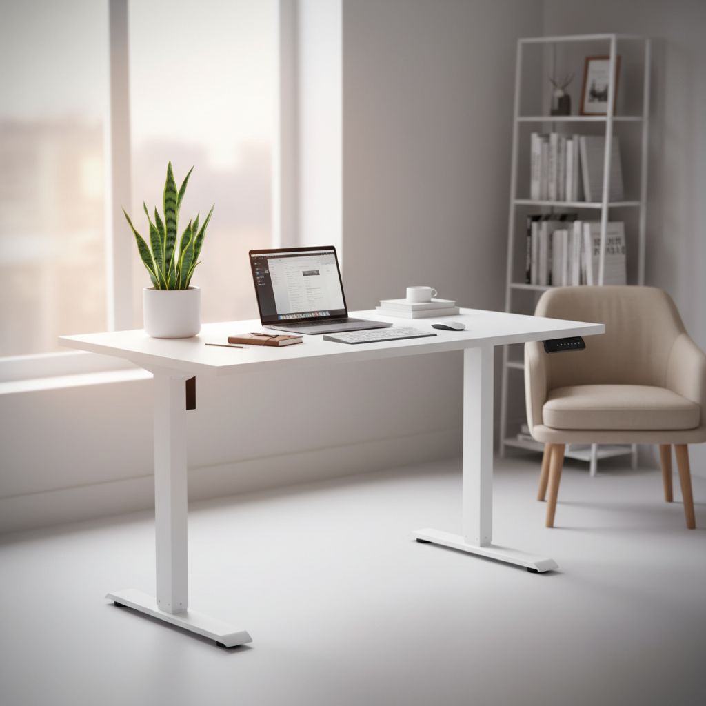 Rauman Výškově nastavitelný stůl OfficeTech B, 120 x 80 cm, bílá podnož, bílá