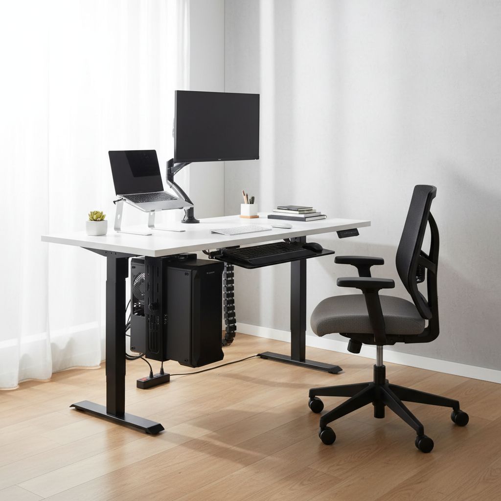 Rauman Výškově nastavitelný stůl OfficeTech B, 120 x 80 cm, černá podnož, bílá