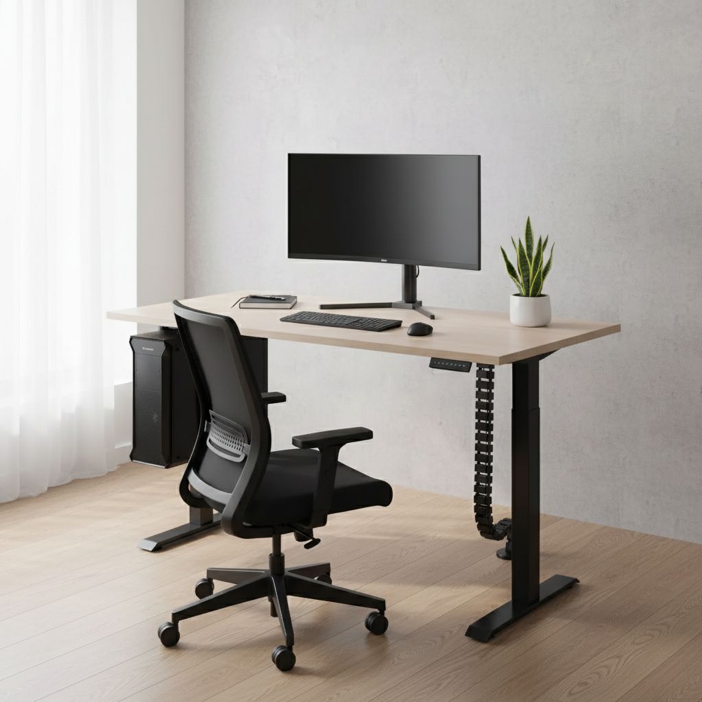 Rauman Výškově nastavitelný stůl OfficeTech B, 120 x 80 cm, černá podnož, dub