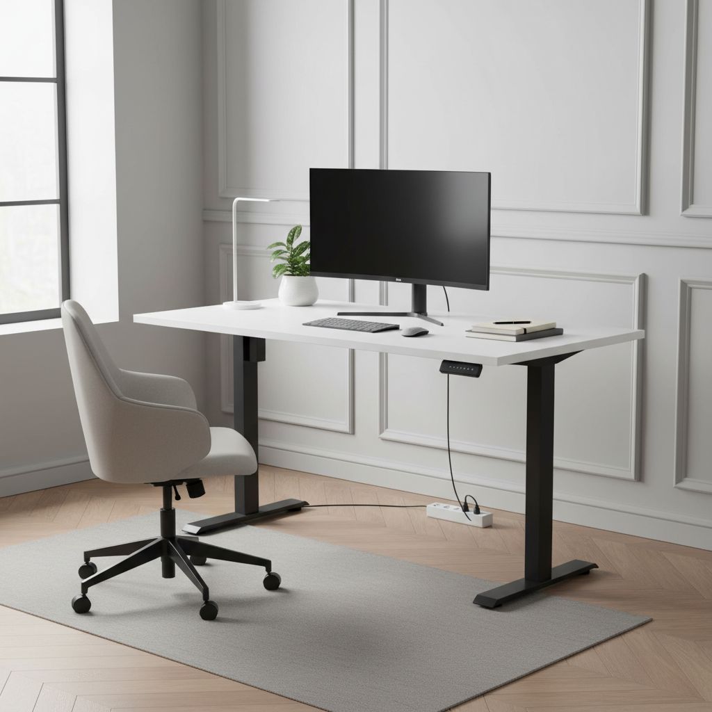 Rauman Výškově nastavitelný stůl OfficeTech B, 140 x 80 cm, černá podnož, bílá