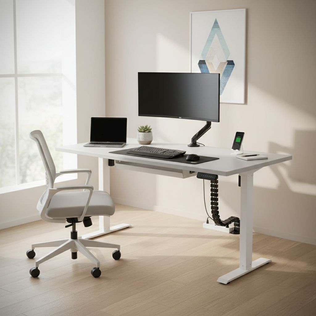 Rauman Výškově nastavitelný stůl OfficeTech B, 160 x 80 cm, bílá podnož, světle šedá