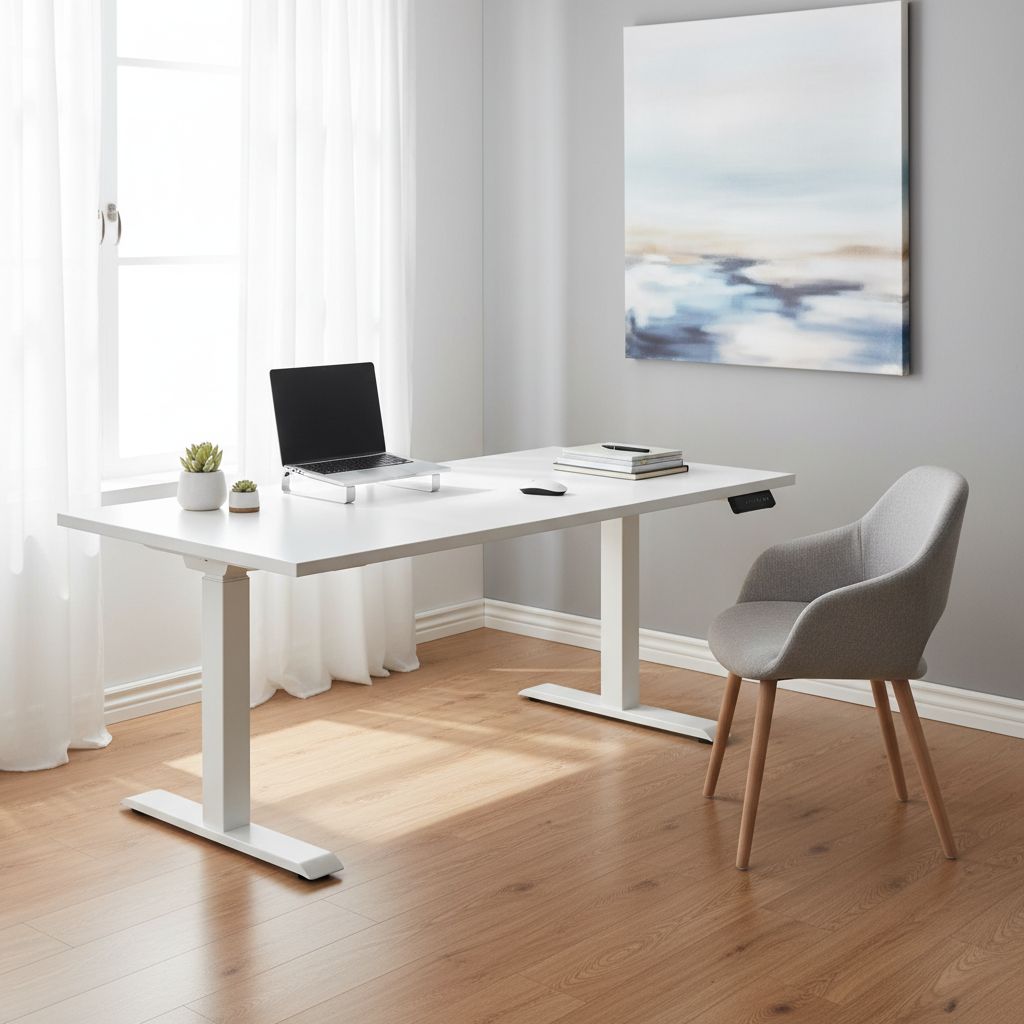 Rauman Výškově nastavitelný stůl OfficeTech C, 160 x 80 cm, bílá podnož, bílá