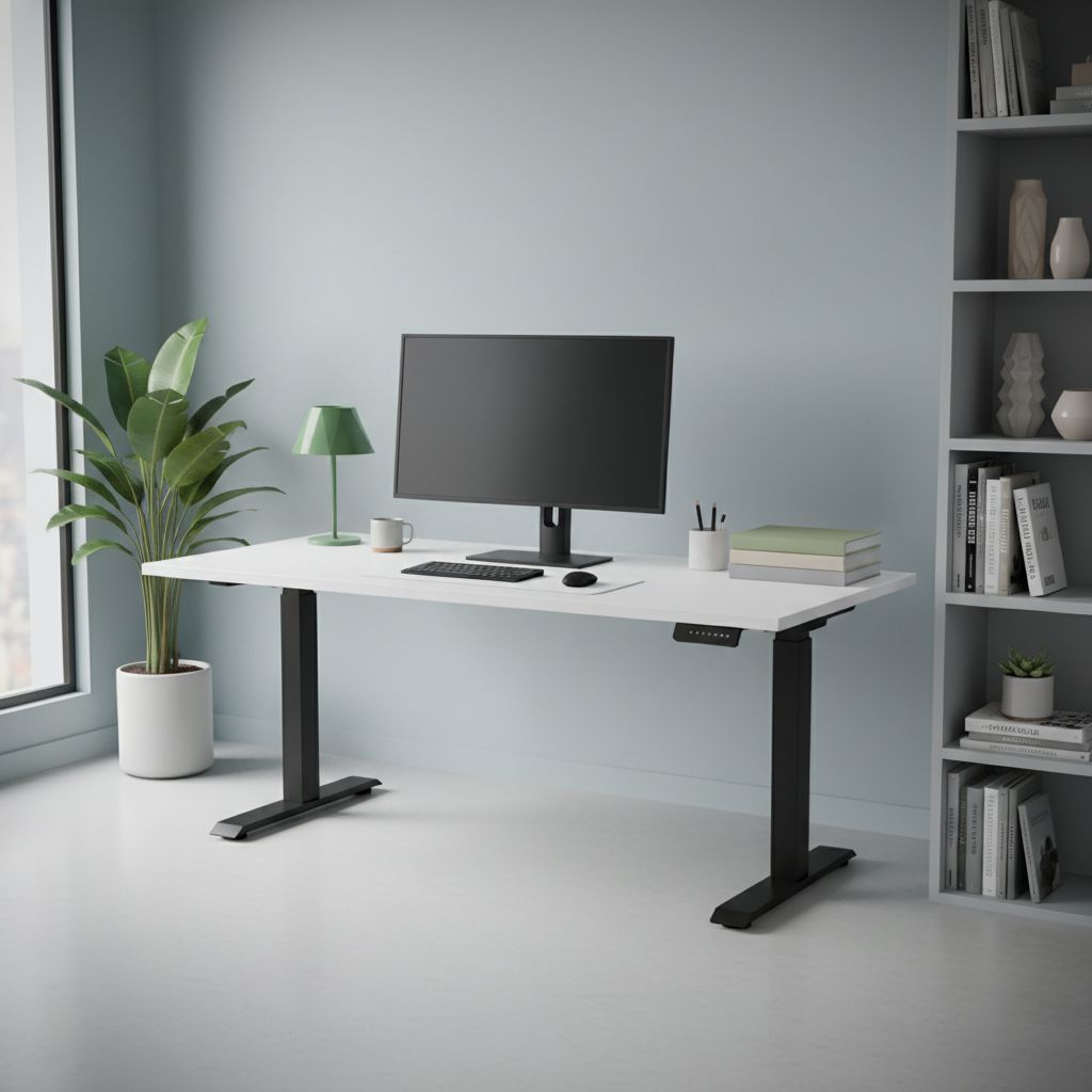 Rauman Výškově nastavitelný stůl OfficeTech C, 180 x 80 cm, černá podnož, bílá