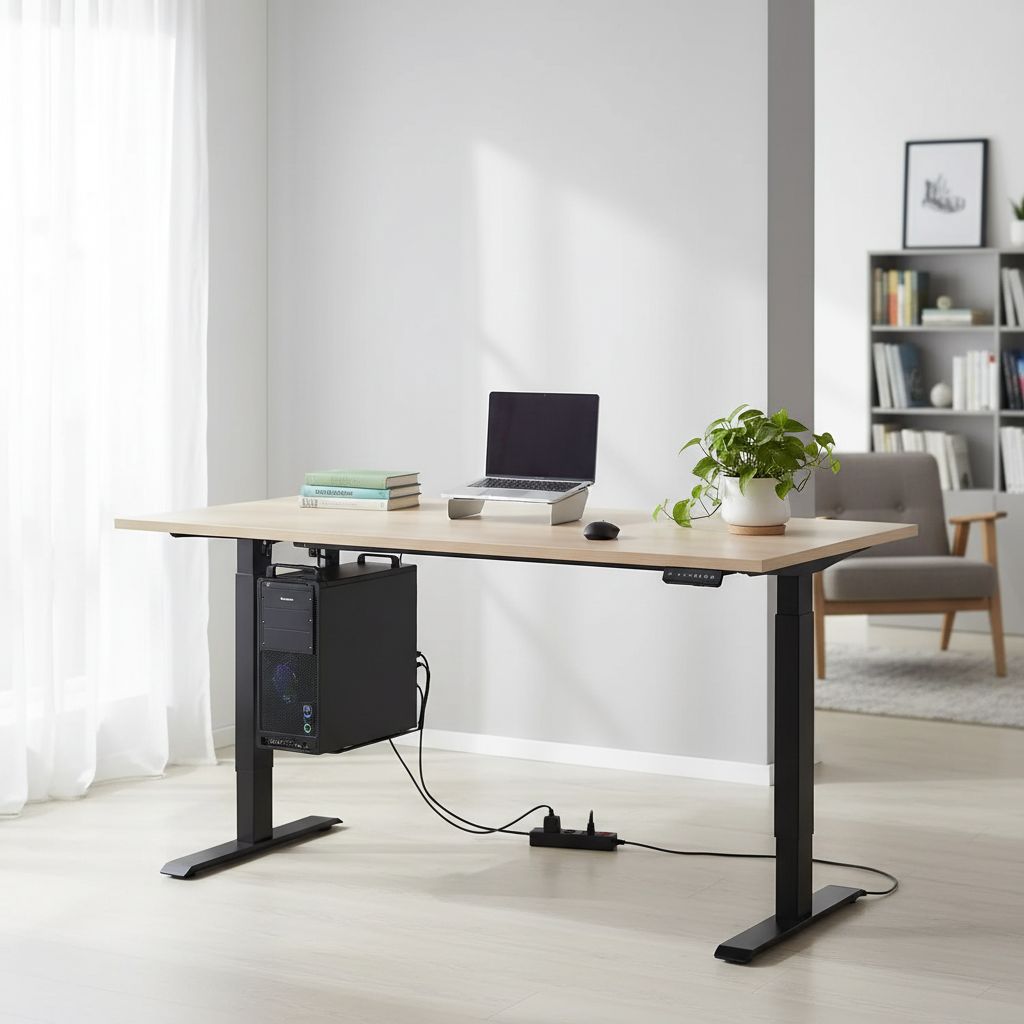 Rauman Výškově nastavitelný stůl OfficeTech C, 200 x 80 cm, černá podnož, dub