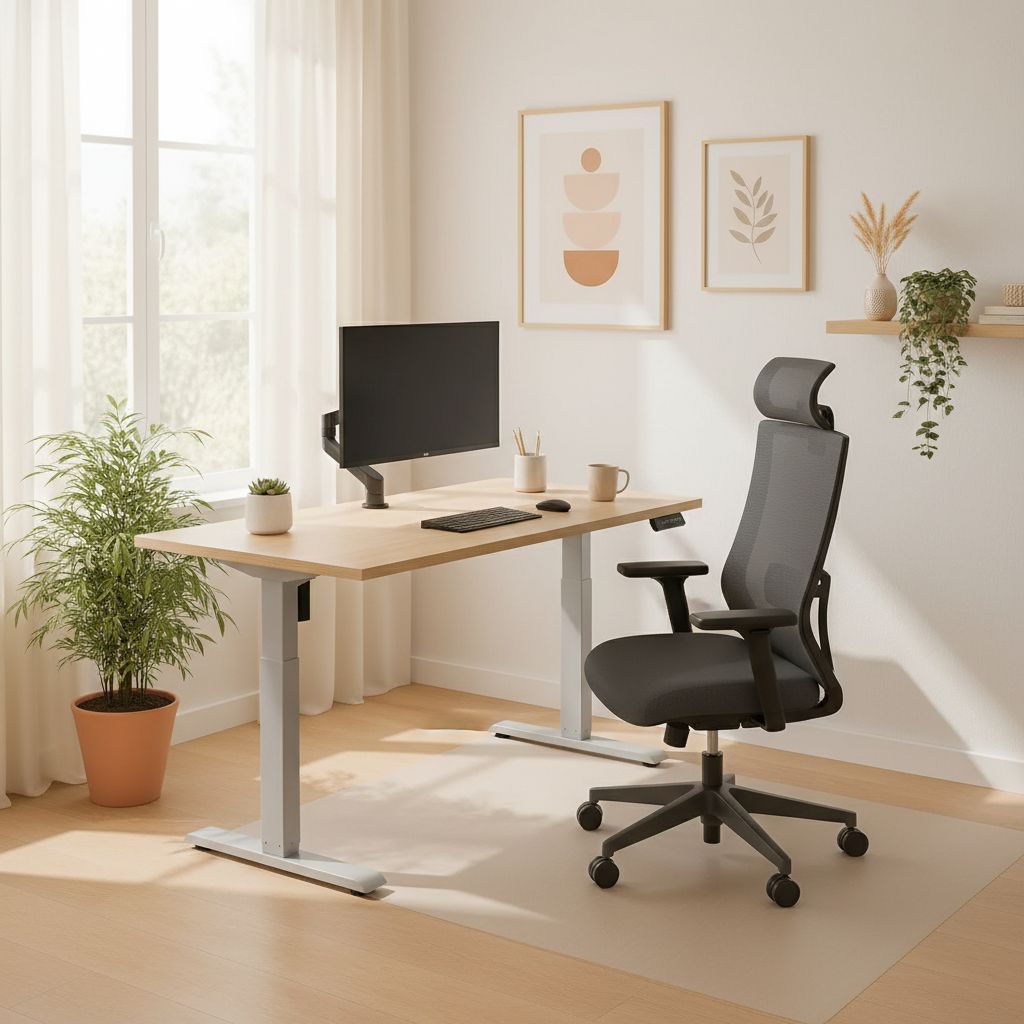 Rauman Výškově nastavitelný stůl OfficeTech B, 140 x 80 cm, šedá podnož, dub