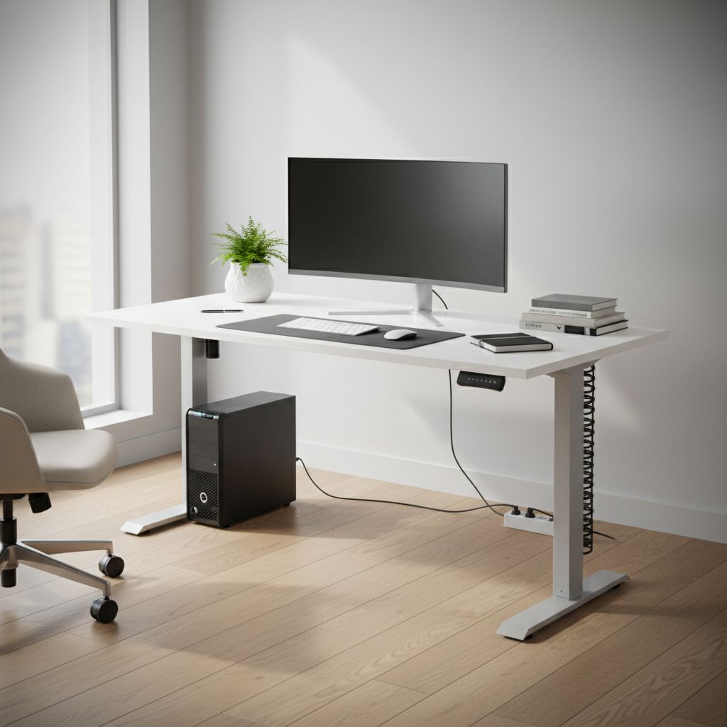 Rauman Výškově nastavitelný stůl OfficeTech B, 160 x 80 cm, šedá podnož, bílá