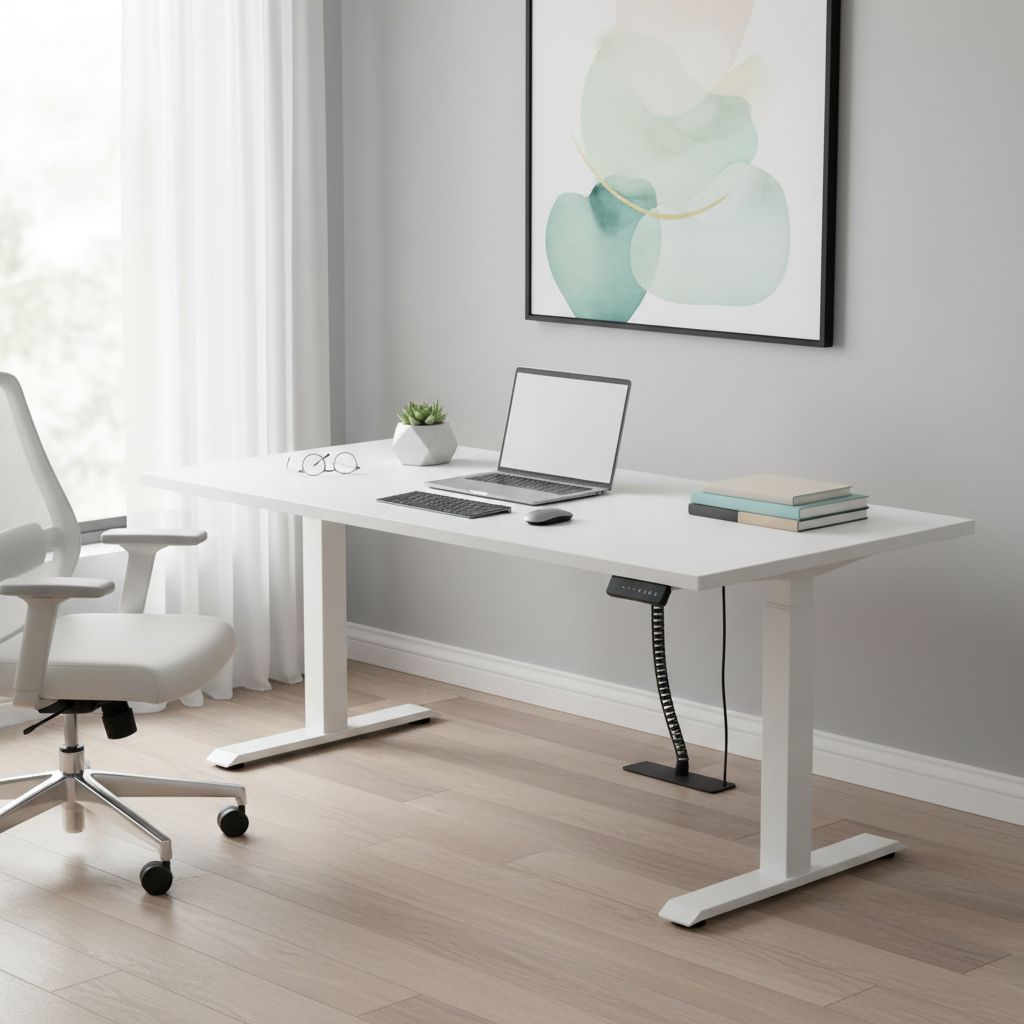 Rauman Výškově nastavitelný stůl OfficeTech D, 200 x 80 cm, bílá podnož, bílá