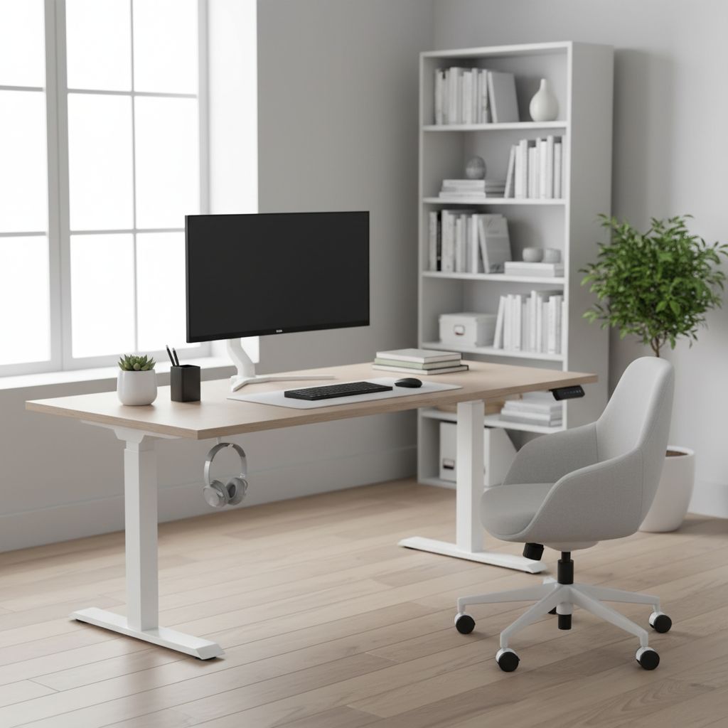 Rauman Výškově nastavitelný stůl OfficeTech D, 200 x 80 cm, bílá podnož, dub