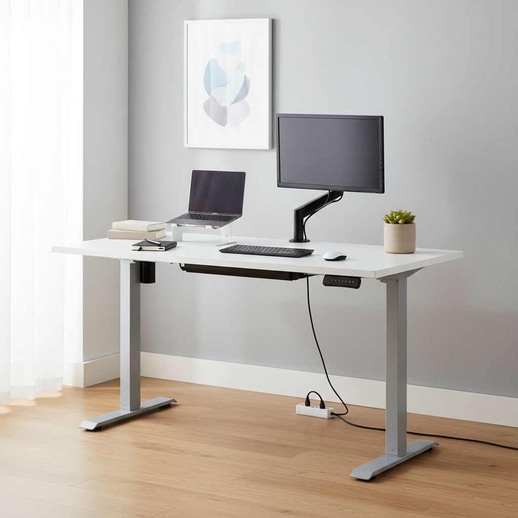Rauman Výškově nastavitelný stůl OfficeTech B, 120 x 80 cm, šedá podnož, bílá