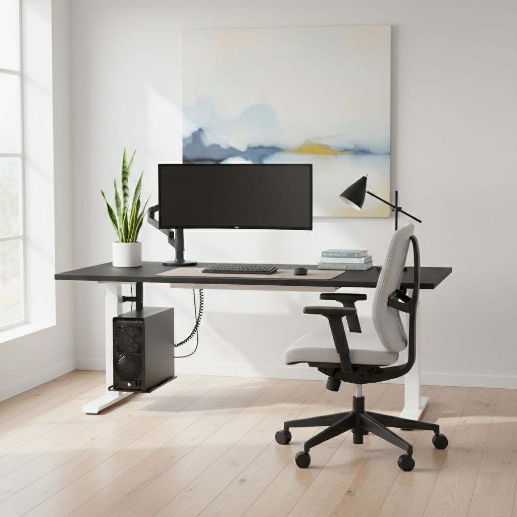 Rauman Výškově nastavitelný stůl OfficeTech D, 200 x 80 cm, bílá podnož, černá