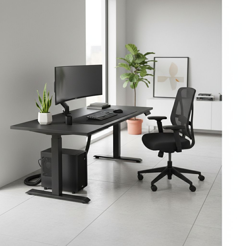 Rauman Výškově nastavitelný stůl OfficeTech C, 180 x 80 cm, černá podnož, černá