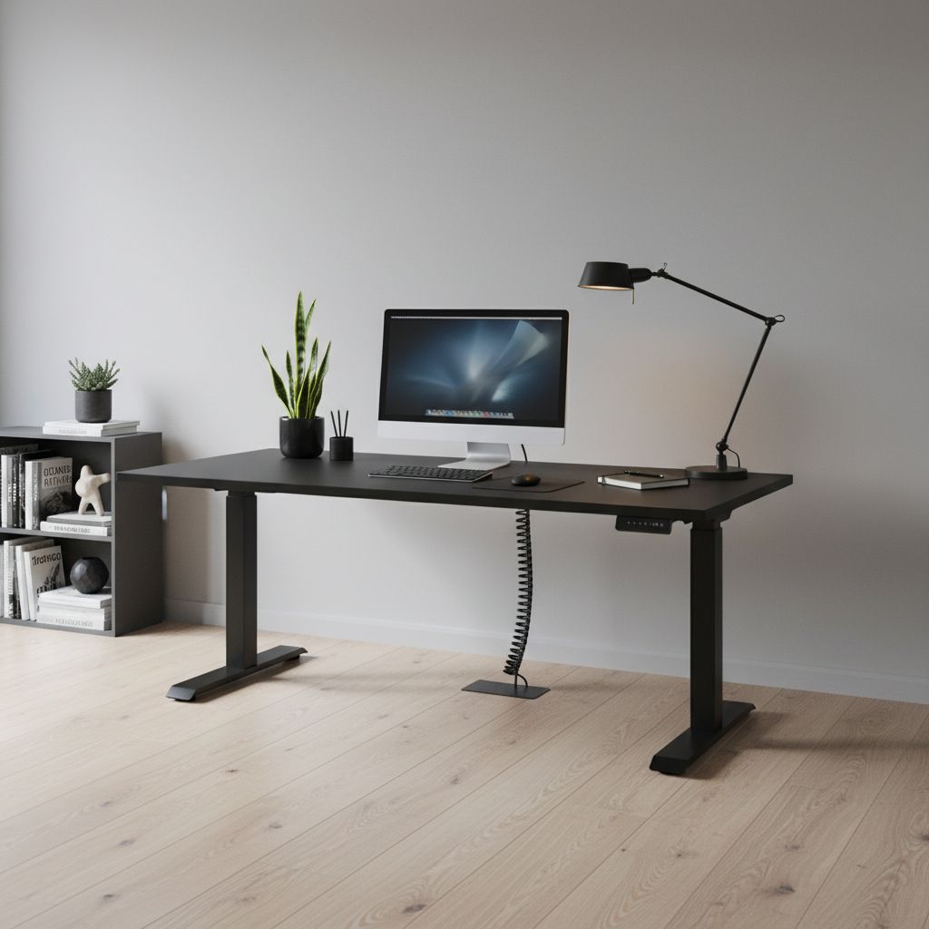 Rauman Výškově nastavitelný stůl OfficeTech C, 200 x 80 cm, černá podnož, černá