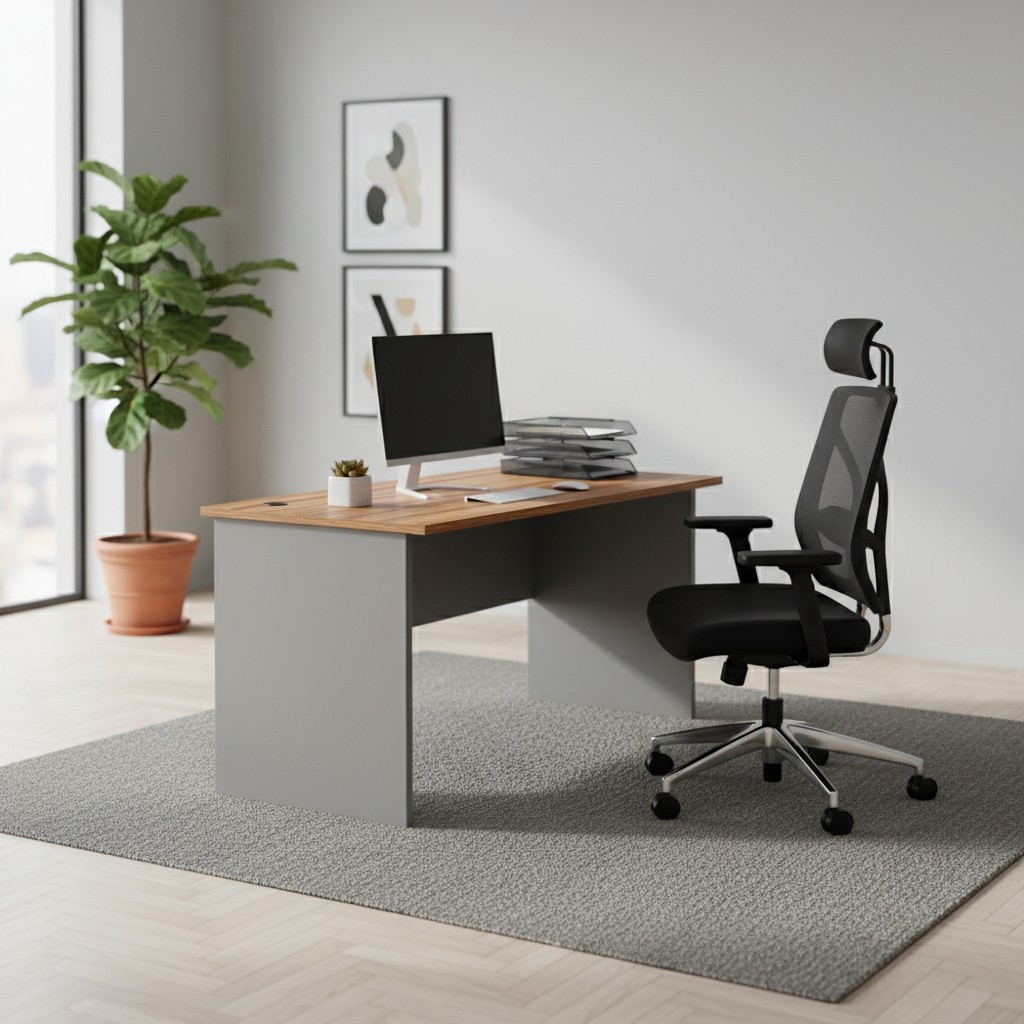 Rauman Stůl SimpleOffice 140 x 80 cm, ořech vlašský / šedá