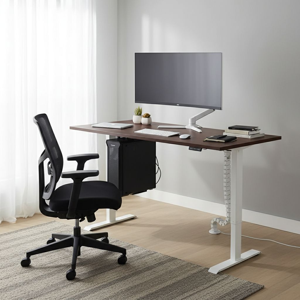 Rauman Výškově nastavitelný stůl OfficeTech A, 160 x 80 cm, bílá podnož, wenge