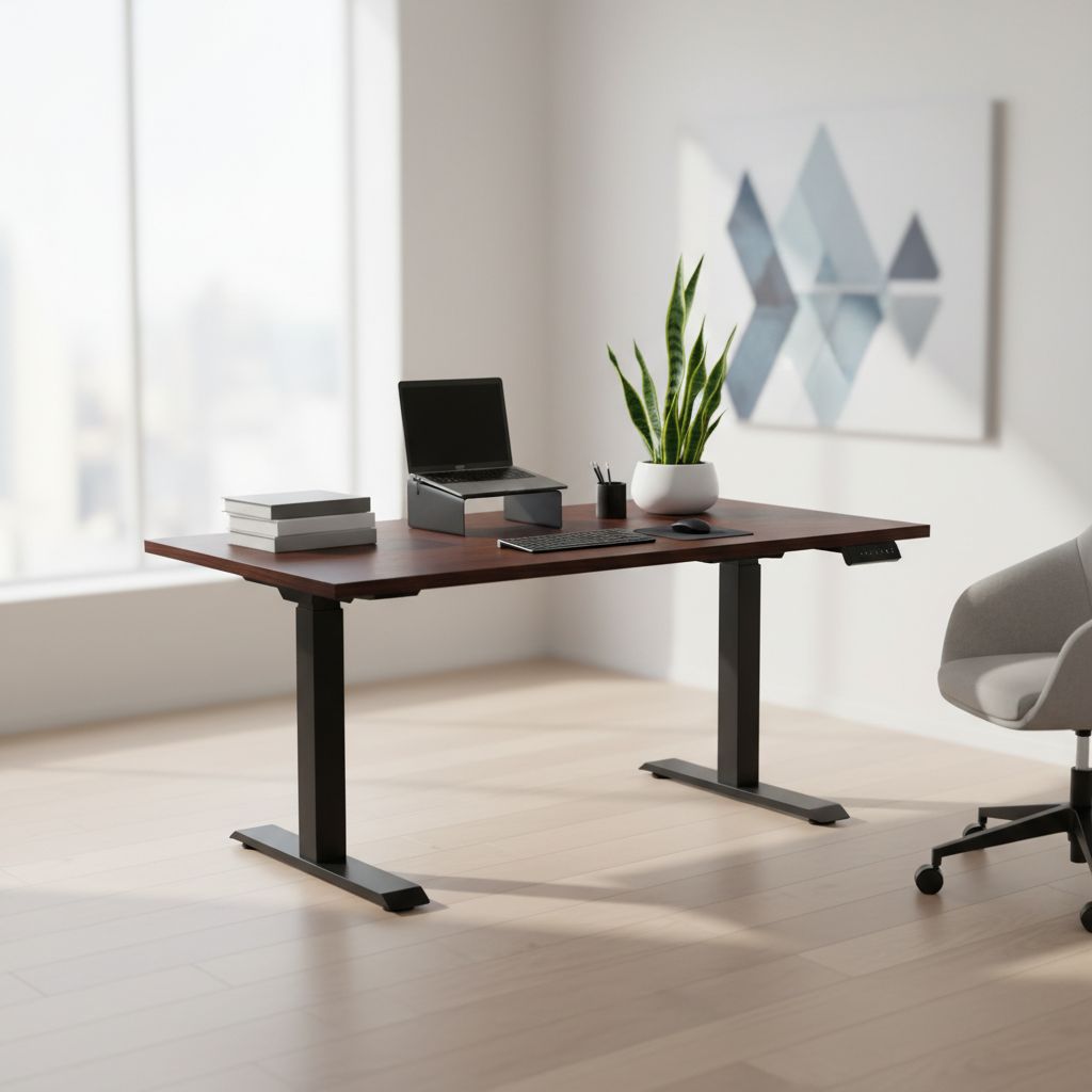Rauman Výškově nastavitelný stůl OfficeTech C, 140 x 80 cm, černá podnož, wenge