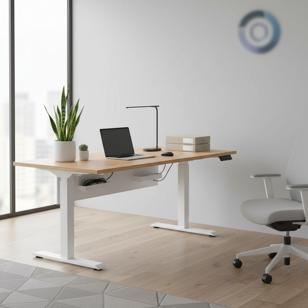 Rauman Výškově nastavitelný stůl OfficeTech C, 180 x 80 cm, bílá podnož, dub kraft