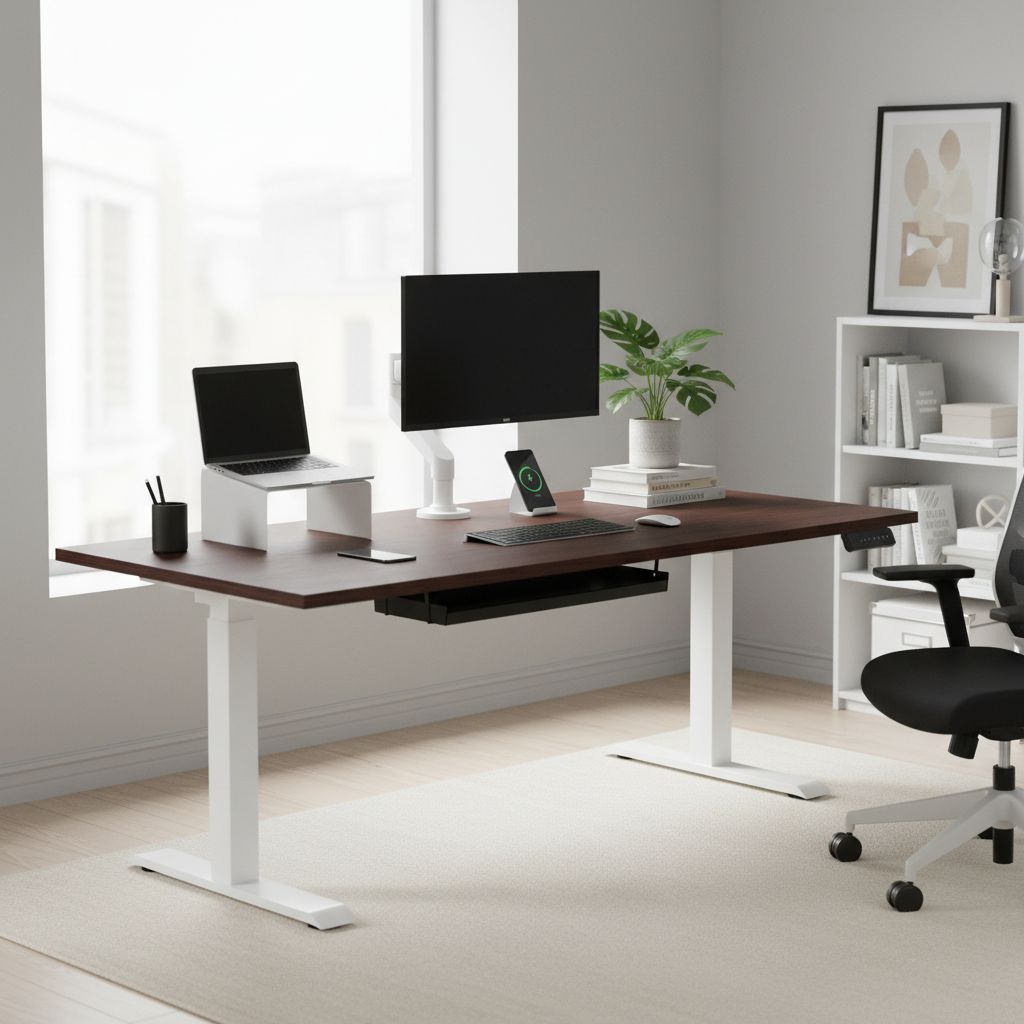 Rauman Výškově nastavitelný stůl OfficeTech C, 180 x 80 cm, bílá podnož, wenge