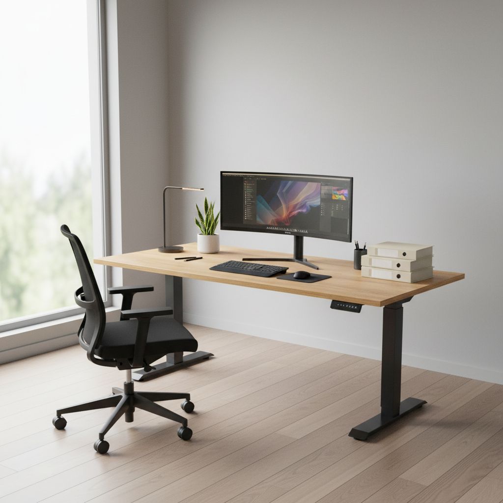 Rauman Výškově nastavitelný stůl OfficeTech C, 180 x 80 cm, černá podnož, dub zlatý