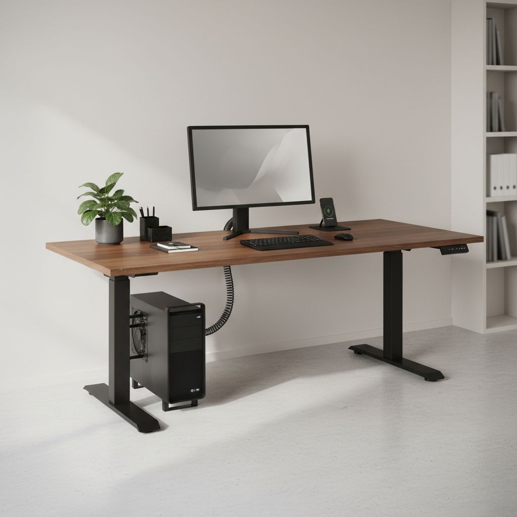 Rauman Výškově nastavitelný stůl OfficeTech C, 180 x 80 cm, černá podnož, dub silverjack
