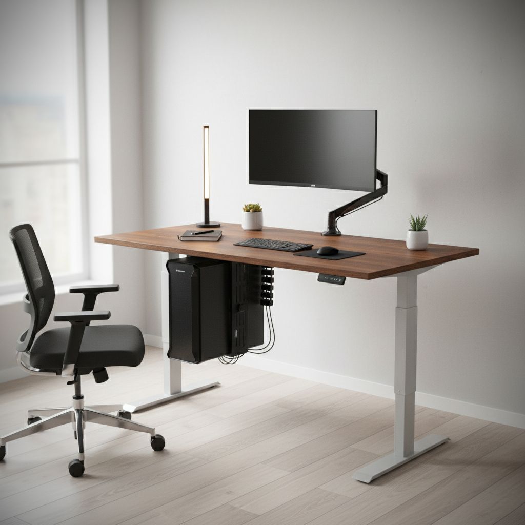 Rauman Výškově nastavitelný stůl OfficeTech D, 160 x 80 cm, šedá podnož, dub silverjack