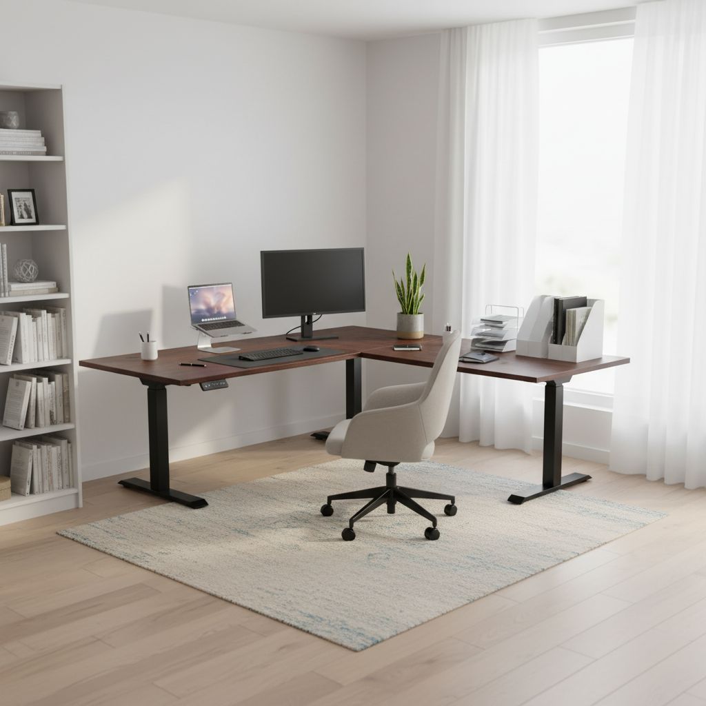 Rauman Výškově nastavitelný stůl OfficeTech Angle, 180 x 200 cm, černá podnož, wenge