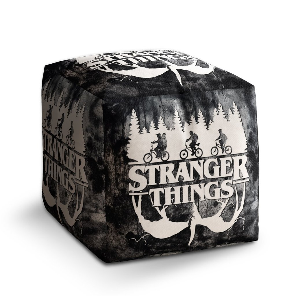 Czech Print s.r.o. Taburet Cube Stranger Things White, černá / bílá
